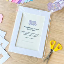 Load image into Gallery viewer, Picture mounts, outer edge 21mm x 297mm, aperture width 5.75 x 8.75 inches