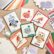 Load image into Gallery viewer, Six iris fold cards made with the Woodland Christmas Card Kit
