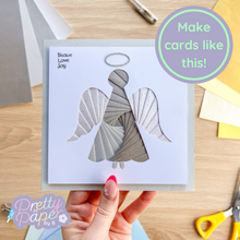 Load image into Gallery viewer, Christmas Angel Aperture Card (Pack of 3) | 3 x Square White Apertures, Coloured Card Blanks & White Envelopes