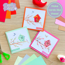 Load image into Gallery viewer, Three iris fold bird house cards