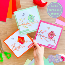 Load image into Gallery viewer, Bird House Iris Fold Cards