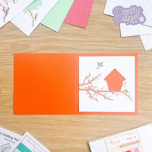 Load image into Gallery viewer, Bird House Card Aperture - Autumn on Orange Card