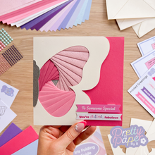 Load image into Gallery viewer, Butterfly wing iris folding card in pink colours
