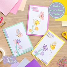 Load image into Gallery viewer, Make cards like these - three iris fold butterfly and flower cards