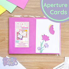 Load image into Gallery viewer, Butterfly Garden Aperture Card with flower