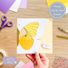 Load image into Gallery viewer, Yellow butterfly wing iris fold card