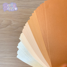 Load image into Gallery viewer, Caramel Latte Paper Pack A5, 30 Sheets | Plain, Pearlised & Sparkle Paper Pad | Cream Brown Craft Paper