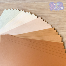 Load image into Gallery viewer, Caramel Latte Paper Pack A5, 30 Sheets | Plain, Pearlised & Sparkle Paper Pad | Cream Brown Craft Paper