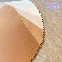 Load image into Gallery viewer, Caramel Latte Paper Pack A5, 30 Sheets | Plain, Pearlised & Sparkle Paper Pad | Cream Brown Craft Paper