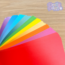 Load image into Gallery viewer, Carnival Brights Paper Pack A5, 60 Sheets | Plain & Pearlised Paper Pad | Yellow, Orange, Pink, Purple, Green, Blue Craft Paper