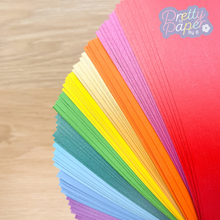 Load image into Gallery viewer, Carnival Brights Paper Pack A5, 60 Sheets | Plain & Pearlised Paper Pad | Yellow, Orange, Pink, Purple, Green, Blue Craft Paper