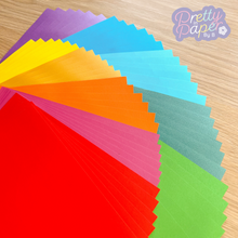 Load image into Gallery viewer, Carnival Brights Paper Pack A5, 60 Sheets | Plain & Pearlised Paper Pad | Yellow, Orange, Pink, Purple, Green, Blue Craft Paper