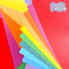 Load image into Gallery viewer, Carnival Brights Paper Pack A5, 60 Sheets | Plain & Pearlised Paper Pad | Yellow, Orange, Pink, Purple, Green, Blue Craft Paper