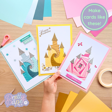 Load image into Gallery viewer, Make cards like these - three iris folding castle cards