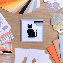 Load image into Gallery viewer, Black cat iris fold card