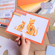 Load image into Gallery viewer, Ginger cat and kitten iris fold card