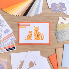 Load image into Gallery viewer, Cat and Kitten iris fold card