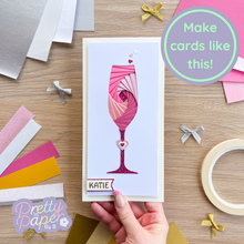 Load image into Gallery viewer, Champagne Glass Aperture Card (Pack of 3) | 3 x Apertures, Coloured Card Blanks &amp; Envelopes | Beginner
