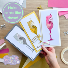 Load image into Gallery viewer, three iris fold champagne glass cards