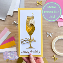 Load image into Gallery viewer, Champagne Glass Aperture Card (Pack of 3) | 3 x Apertures, Coloured Card Blanks & Envelopes | Beginner