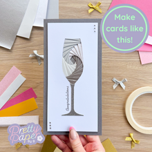 Load image into Gallery viewer, Champagne Glass Aperture Card (Pack of 3) | 3 x Apertures, Coloured Card Blanks &amp; Envelopes | Beginner
