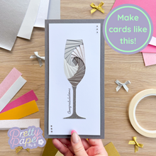 Load image into Gallery viewer, Champagne Glass Aperture Card (Pack of 3) | 3 x Apertures, Coloured Card Blanks & Envelopes | Beginner