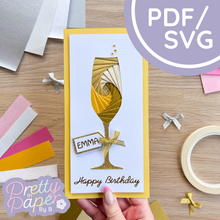 Load image into Gallery viewer, Champagne Glass Iris Fold Template
