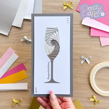 Load image into Gallery viewer, Silver Iris Fold Champagne Glass Card