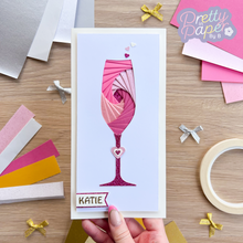 Load image into Gallery viewer, Pink Iris Fold Champagne Glass Card