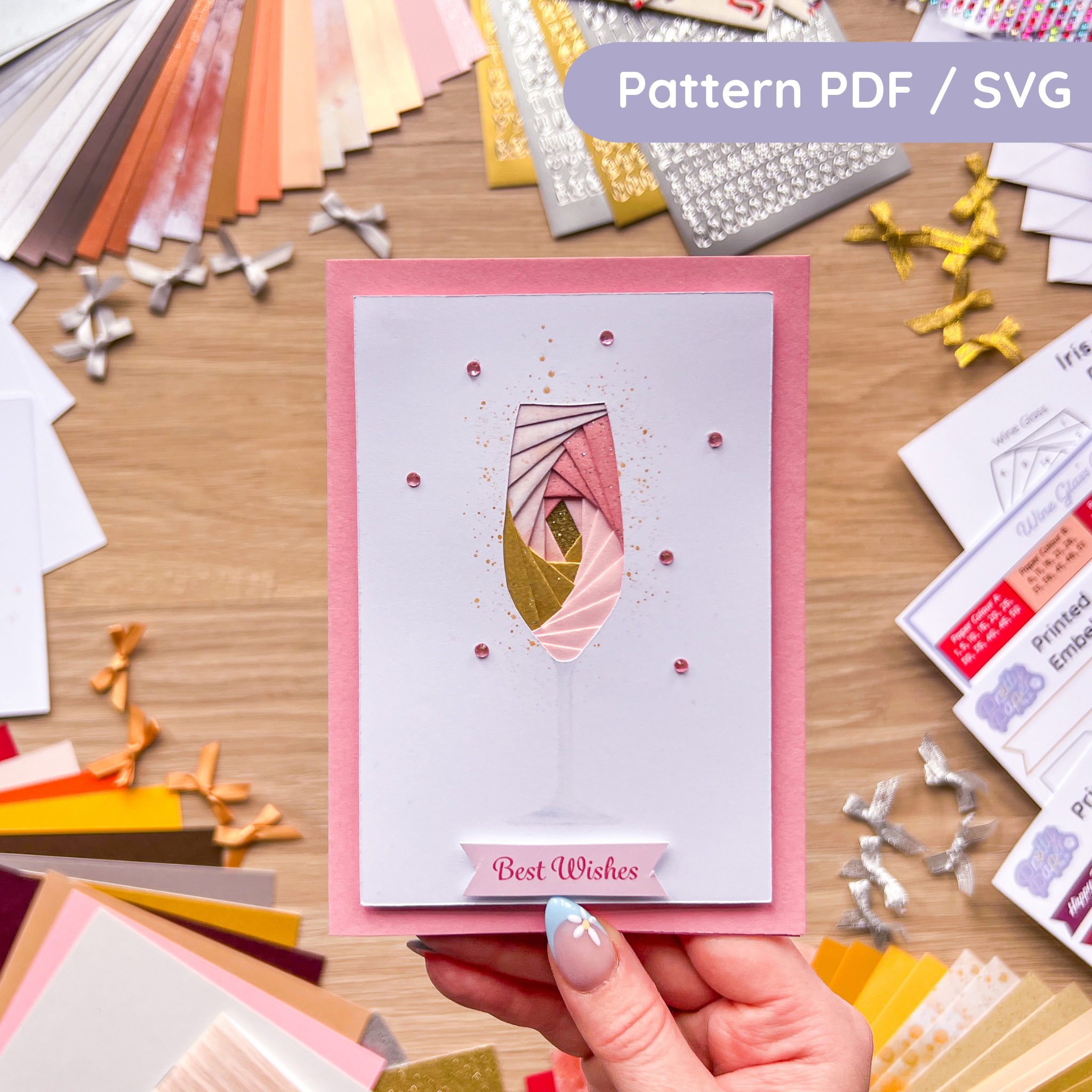 Champagne Glass Mini Iris Folding Pattern PDF & SVG | Beginner Printab ...
