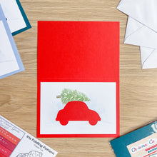 Load image into Gallery viewer, Classic Christmas Car Aperture Card (Pack of 3) | 3 x A5 PRINTED Apertures, Coloured Card Blanks & White Envelopes