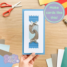 Load image into Gallery viewer, Christmas Cracker Aperture Cards (Pack of 3) | 3 x Rectangular White Apertures, Coloured Card Blanks & White Envelopes