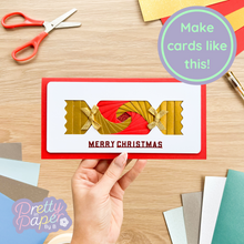 Load image into Gallery viewer, Christmas Cracker Aperture Cards (Pack of 3) | 3 x Rectangular White Apertures, Coloured Card Blanks & White Envelopes