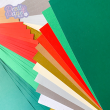 Load image into Gallery viewer, Christmas Paper Pack A5, 60 Sheets | Plain, Pearlised & Sparkle Paper Pad | Red Green Gold Silver Craft Paper