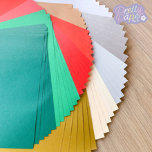 Load image into Gallery viewer, Christmas Paper Pack A5, 60 Sheets | Plain, Pearlised & Sparkle Paper Pad | Red Green Gold Silver Craft Paper