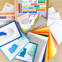 Load image into Gallery viewer, Kit contents including card, papers, embellishments and guide