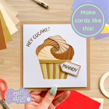 Load image into Gallery viewer, Cupcake Aperture Card (Pack of 3) | 3 x Square White Apertures, Coloured Card Blanks & White Envelopes