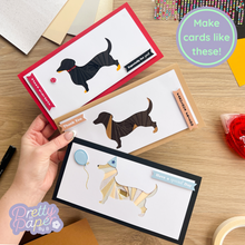 Load image into Gallery viewer, Three iris fold sausage dog cards