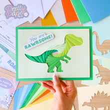 Load image into Gallery viewer, T-rex iris fold card