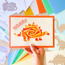 Load image into Gallery viewer, Stegosaurus iris fold card