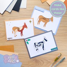 Load image into Gallery viewer, three iris fold donkey cards