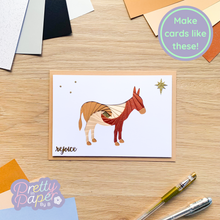 Load image into Gallery viewer, Donkey Aperture Card (Pack of 3) | 3 x Rectangular White Apertures, A5 Coloured Card Blanks & White Envelopes
