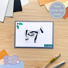 Load image into Gallery viewer, Donkey Aperture Card (Pack of 3) | 3 x Rectangular White Apertures, A5 Coloured Card Blanks & White Envelopes