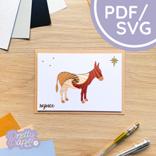 Load image into Gallery viewer, Donkey Iris Folding Pattern PDF & SVG | Beginner Printable Download | Cut File | Christmas Card Making Template