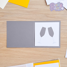Load image into Gallery viewer, double champagne aperture on slate grey card blank