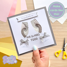 Load image into Gallery viewer, Silver iris fold double champagne glass card