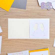 Load image into Gallery viewer, double champagne aperture on ivory card blank