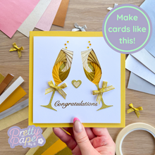 Load image into Gallery viewer, Double Champagne Glass Aperture Card (Pack of 3) | 3 x Apertures, Coloured Card Blanks &amp; Envelopes
