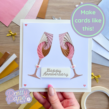 Load image into Gallery viewer, Double Champagne Glass Aperture Card (Pack of 3) | 3 x Apertures, Coloured Card Blanks & Envelopes