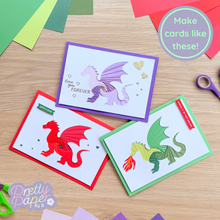 Load image into Gallery viewer, Make cards like this - 3 iris folding dragon cards